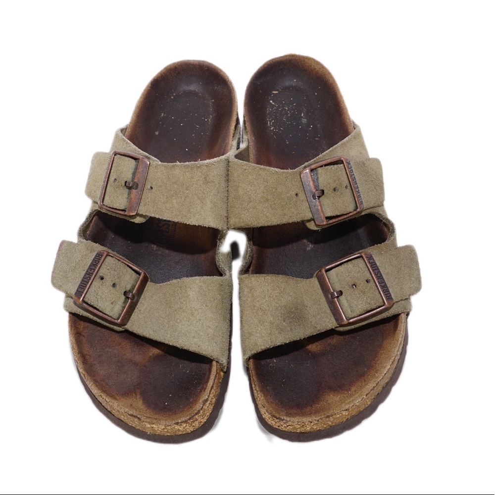 Birkenstock Arizona Khaki/Beige Sandals, Size 38